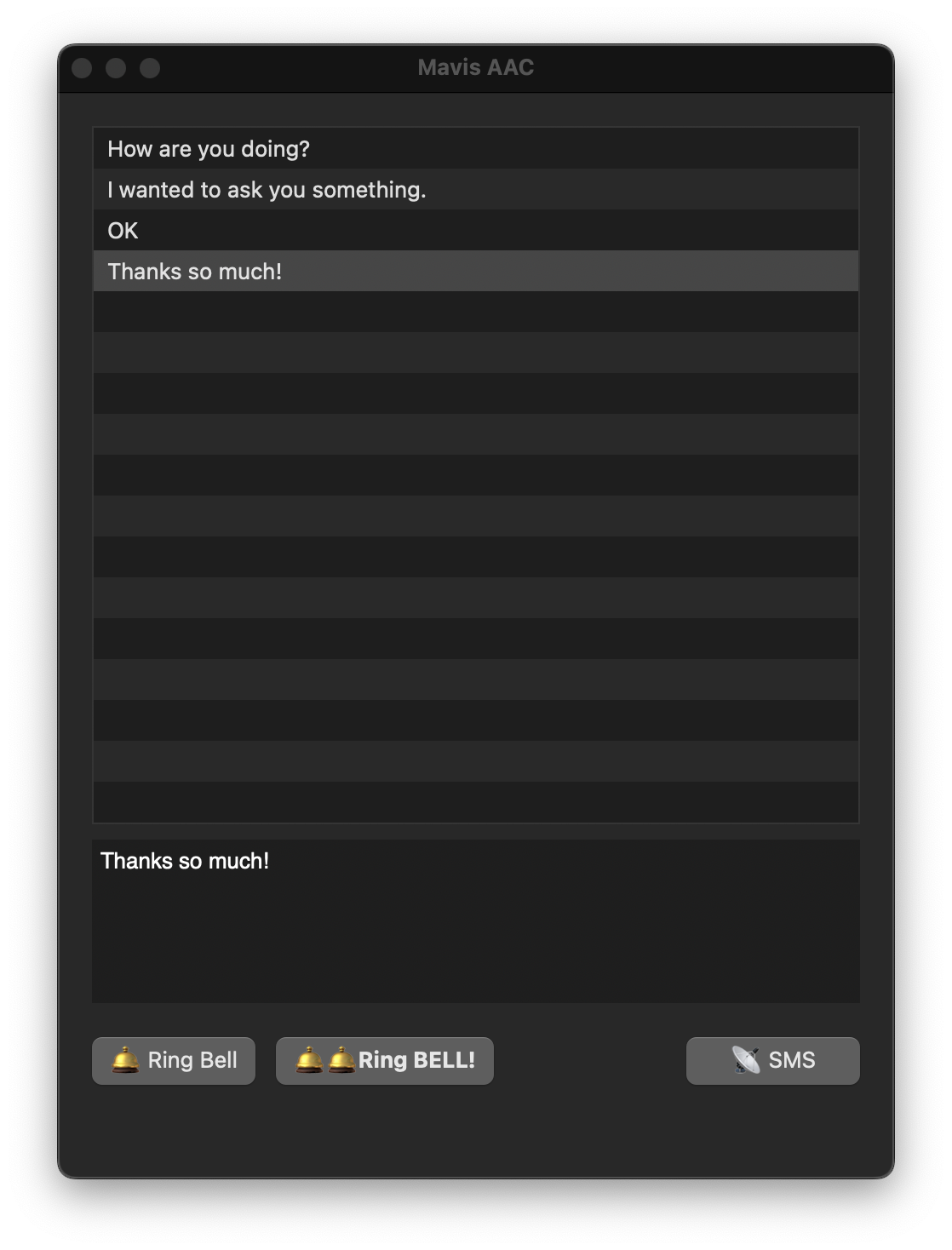 Mavis AAC MacOS Application Window